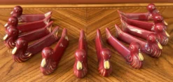 Ensemble de 12 repose-baguettes en céramique émaillée, vintage, 1950 - 70