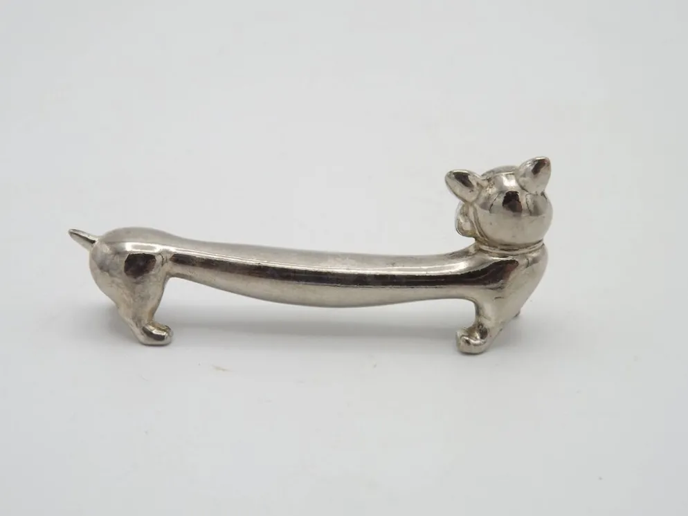 Ensemble de 6 repose-couverts en métal argenté vintage français design chat allongé
