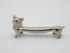 Ensemble de 6 repose-couverts en métal argenté vintage français design chat allongé