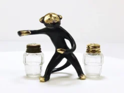 Ensemble de salières et poivrières singe Walter Bosse, Herta Baller, Autriche, années 1950