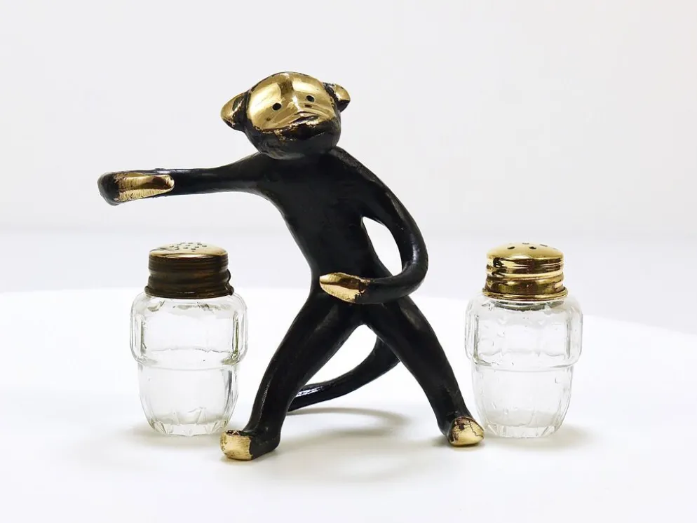 Ensemble de salières et poivrières singe Walter Bosse, Herta Baller, Autriche, années 1950