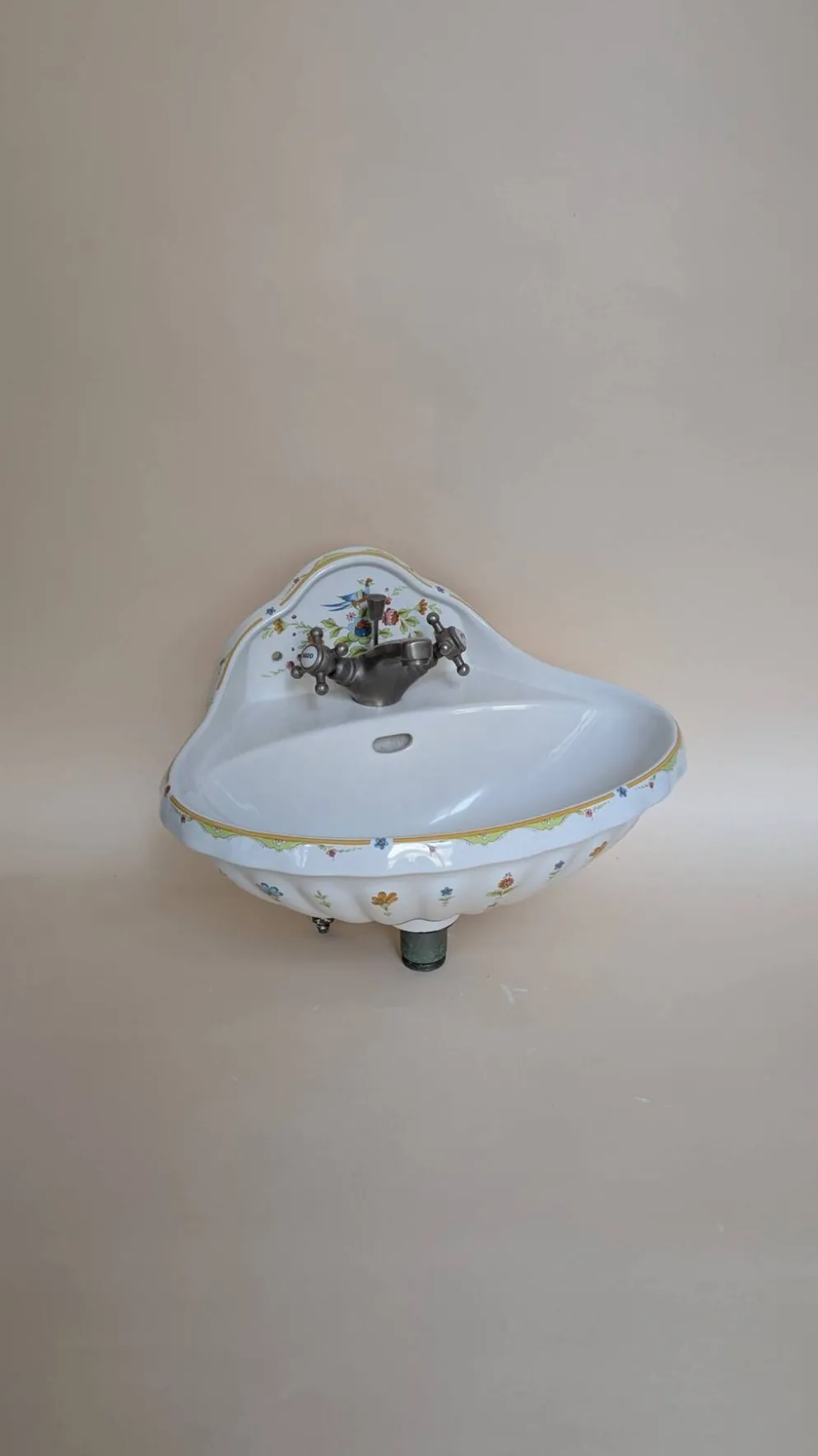 Ensemble de salle de bain en céramique peinte – Style vintage floral