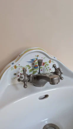 Ensemble de salle de bain en céramique peinte – Style vintage floral
