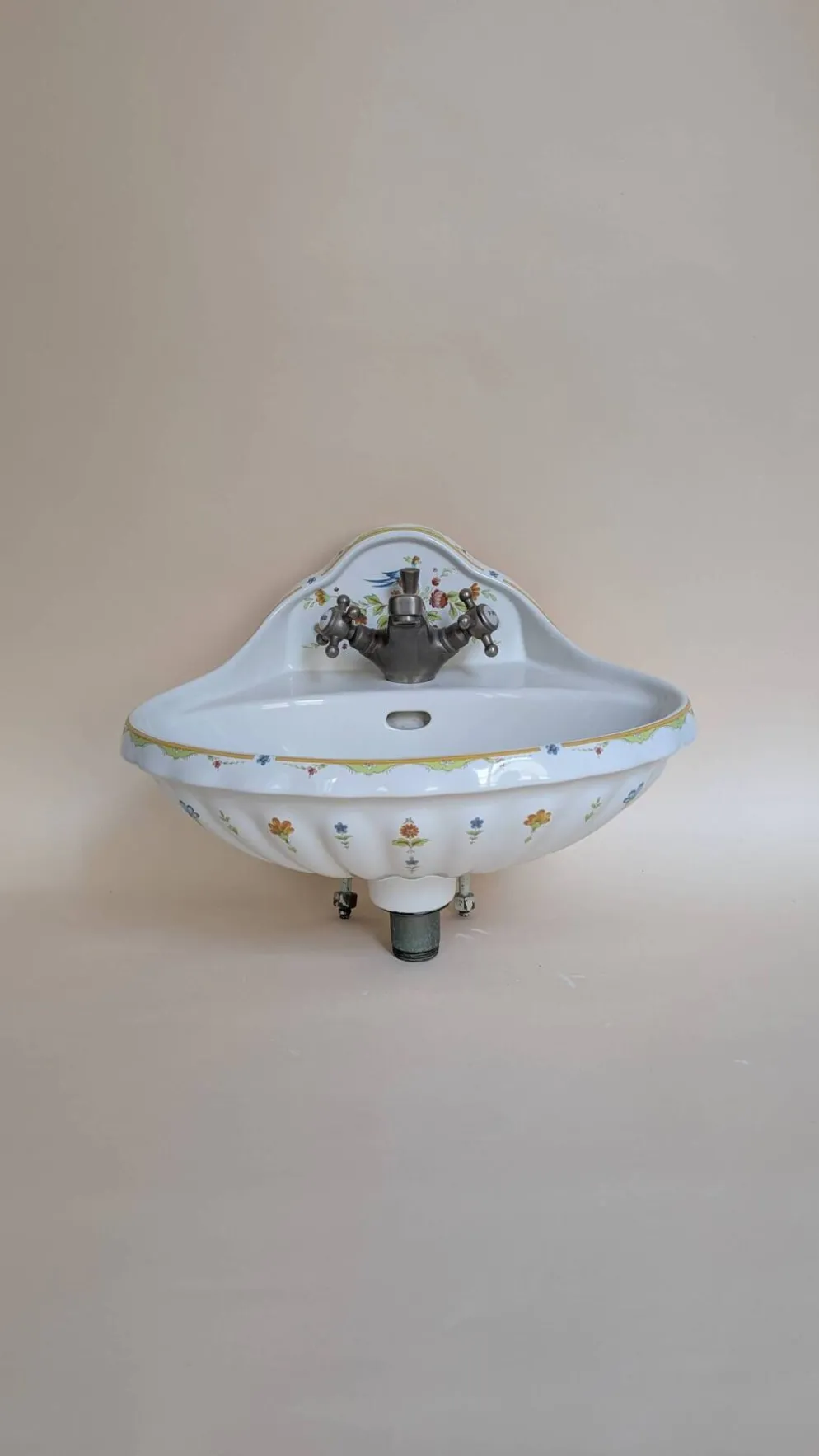Ensemble de salle de bain en céramique peinte – Style vintage floral