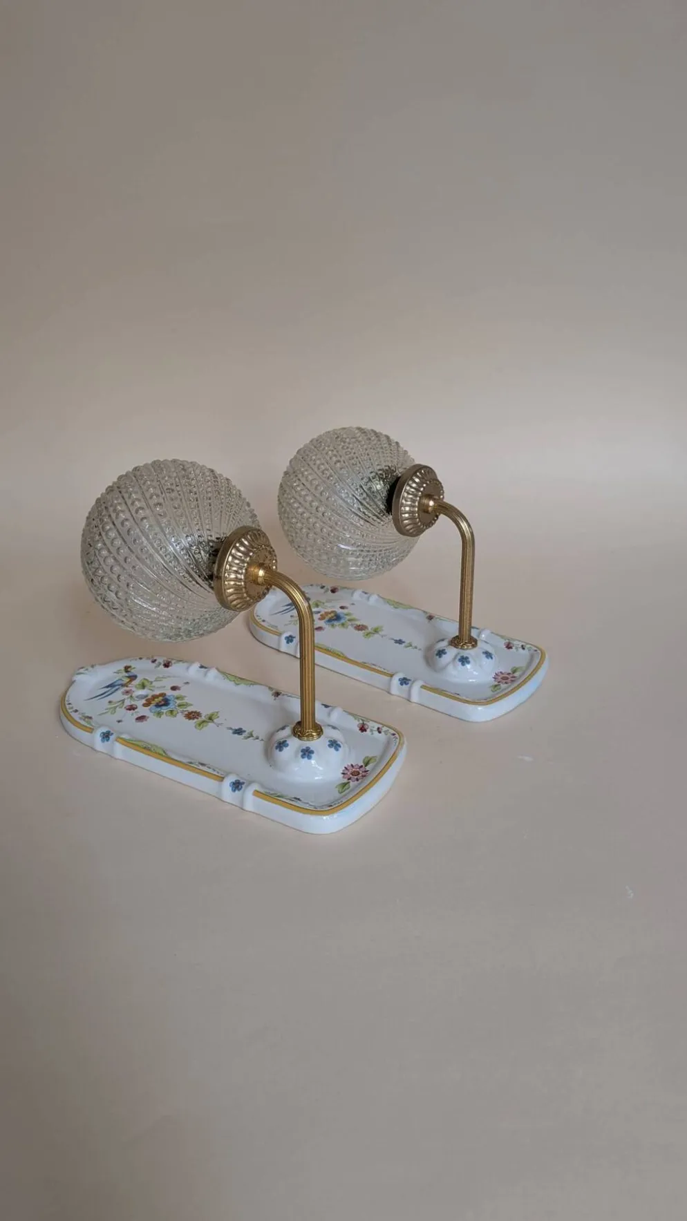 Ensemble de salle de bain en céramique peinte – Style vintage floral