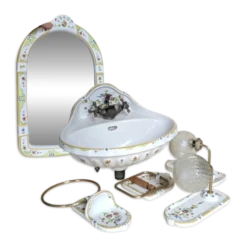 Ensemble de salle de bain en céramique peinte – Style vintage floral