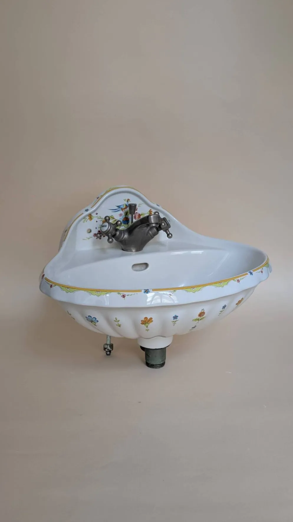 Ensemble de salle de bain en céramique peinte – Style vintage floral