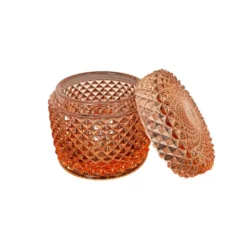 Ensemble de salle de bain en verre pressé rose vintage