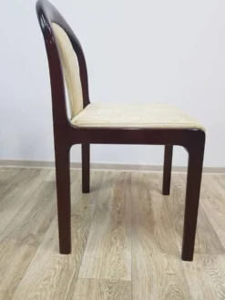Ensemble de salle à manger, acajou brun, tissu beige, Lübke, Allemagne, années 1960.
