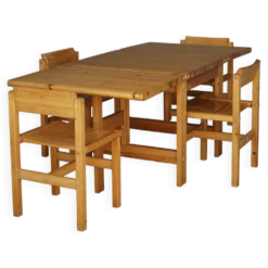 Ensemble de salle à manger en pin par Edwin Helseth pour Strange Bruk, années 1960.