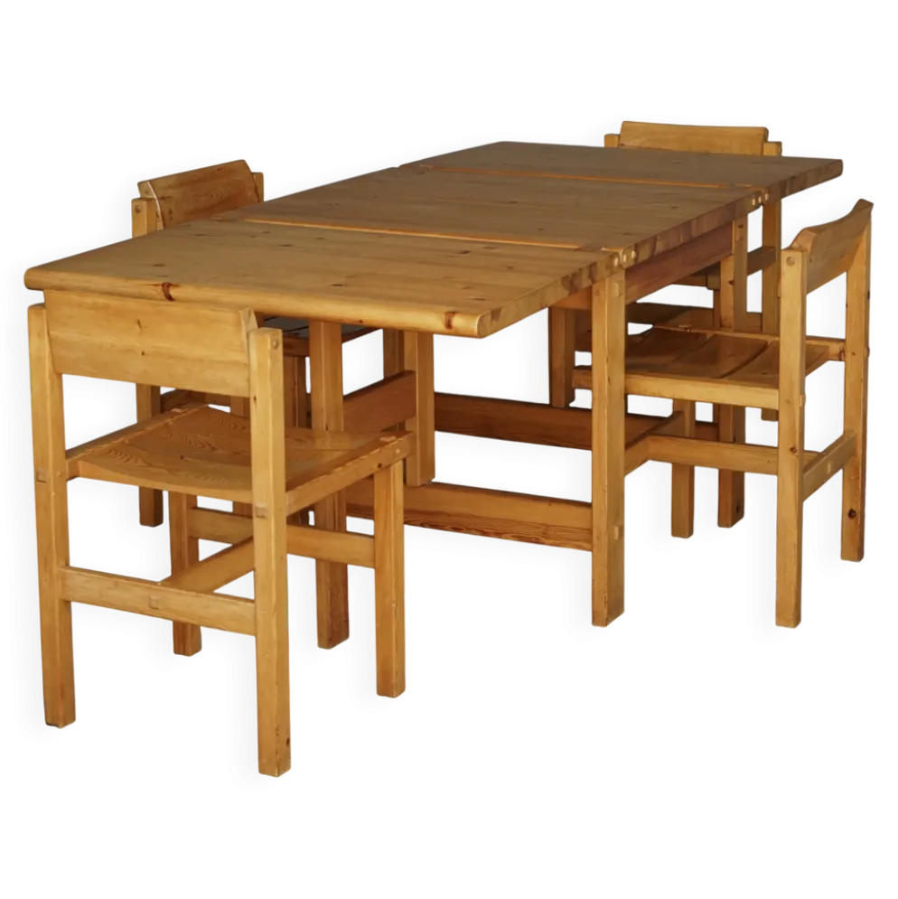 Ensemble de salle à manger en pin par Edwin Helseth pour Strange Bruk, années 1960.