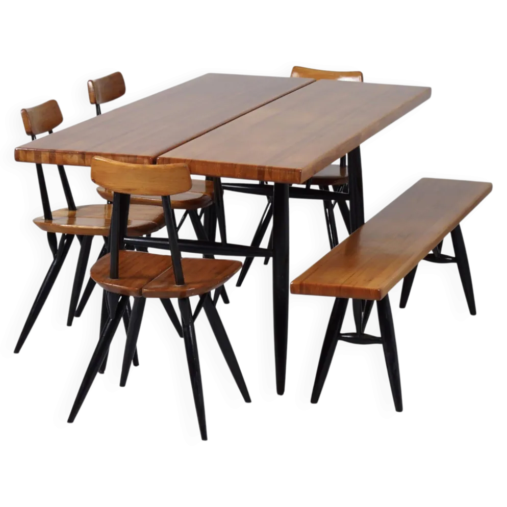 Ensemble de salle à manger Pirkka par Ilmari Tapiovaara pour Asko & Laukaan Puu, années 1950.