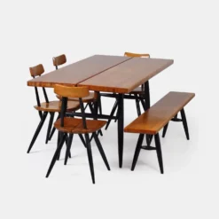Ensemble de salle à manger Pirkka par Ilmari Tapiovaara pour Asko & Laukaan Puu, années 1950.
