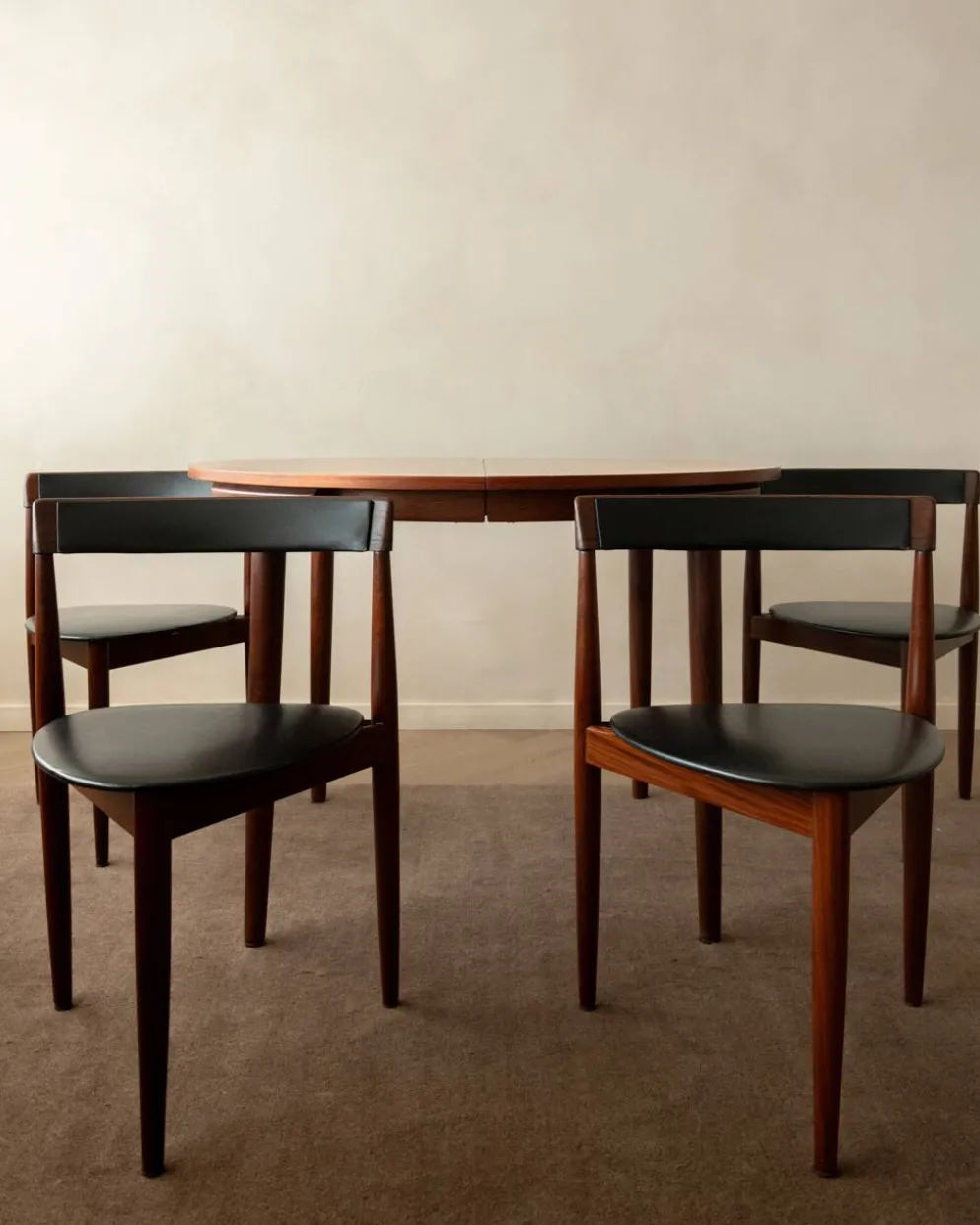 Ensemble de salle à manger rond en teck de style mid-century par Hans Olsen pour Frem Røjle, années 1950.