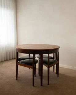 Ensemble de salle à manger rond en teck de style mid-century par Hans Olsen pour Frem Røjle, années 1950.