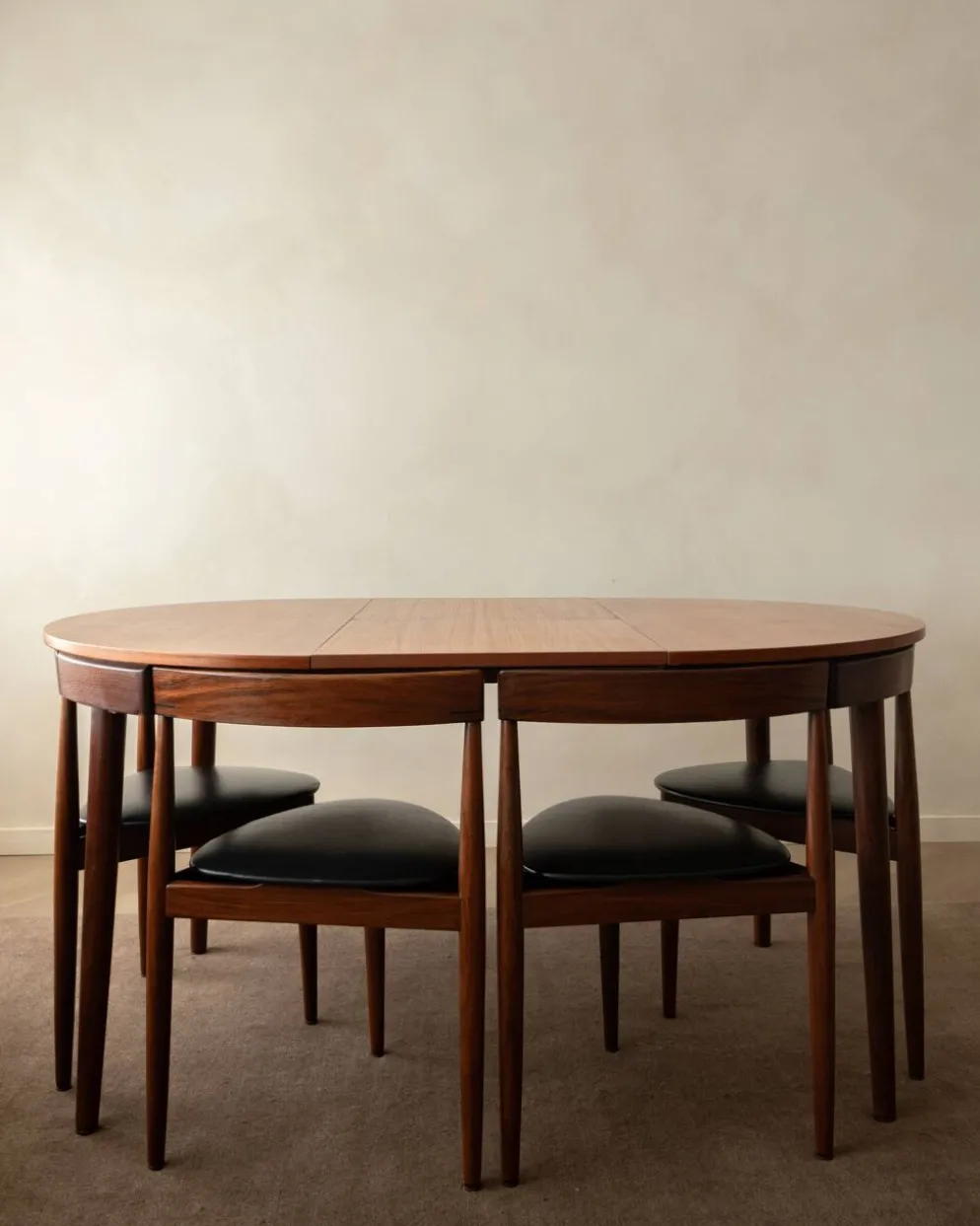 Ensemble de salle à manger rond en teck de style mid-century par Hans Olsen pour Frem Røjle, années 1950.