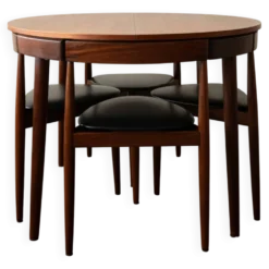 Ensemble de salle à manger rond en teck de style mid-century par Hans Olsen pour Frem Røjle, années 1950.
