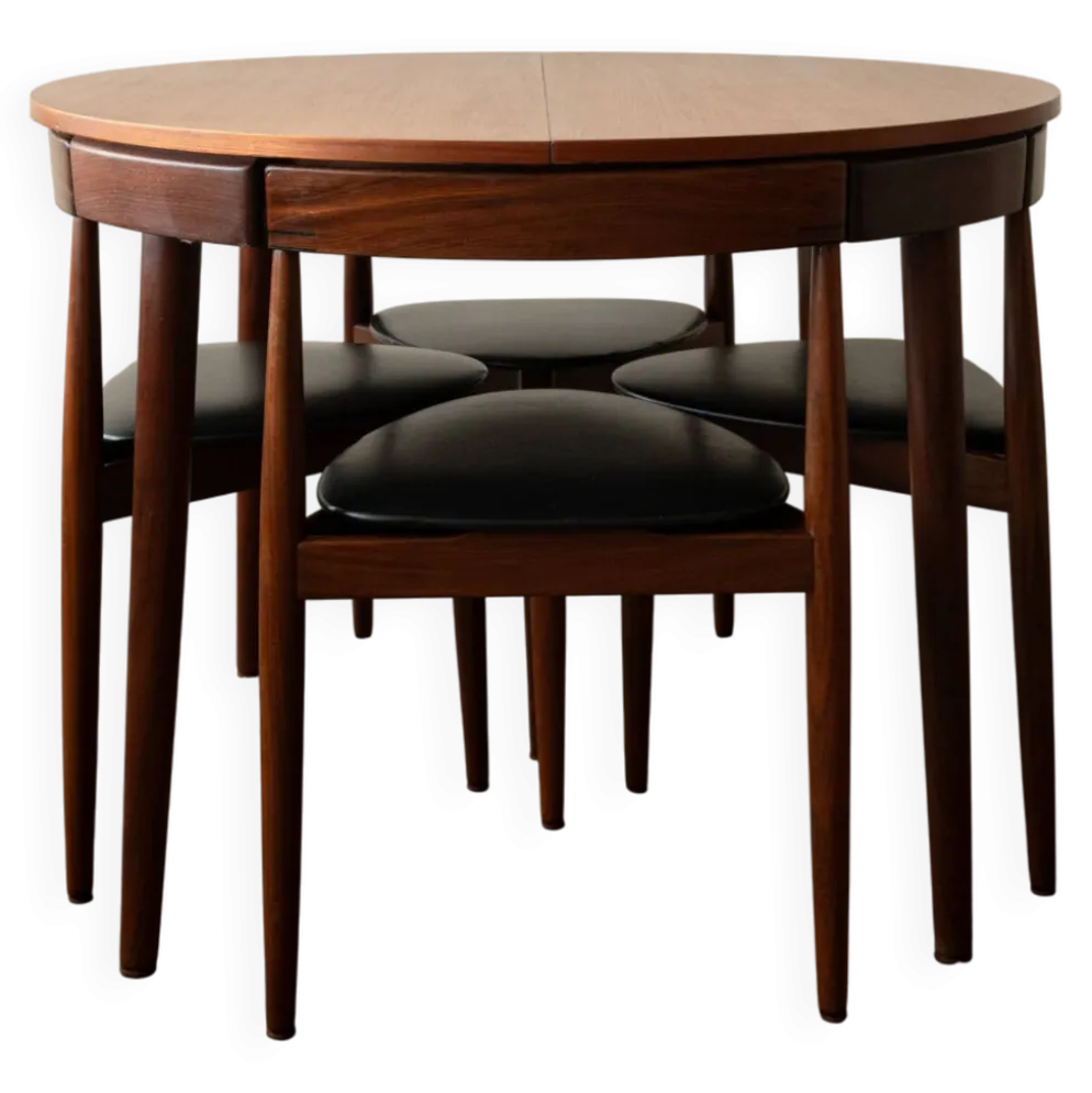 Ensemble de salle à manger rond en teck de style mid-century par Hans Olsen pour Frem Røjle, années 1950.