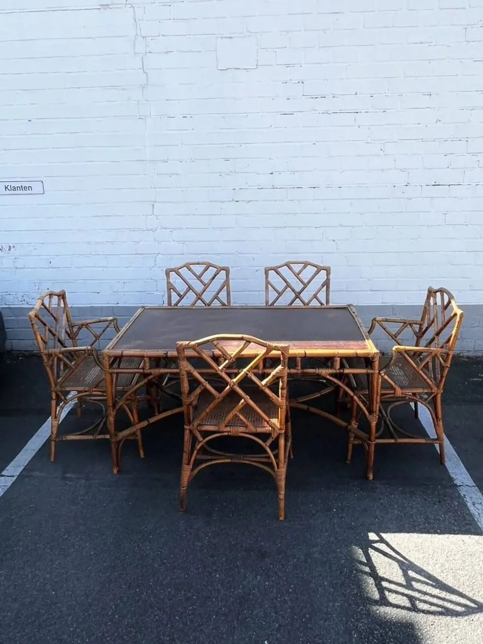 Ensemble de salle à manger vintage en bambou style Chippendale, Italie, ann