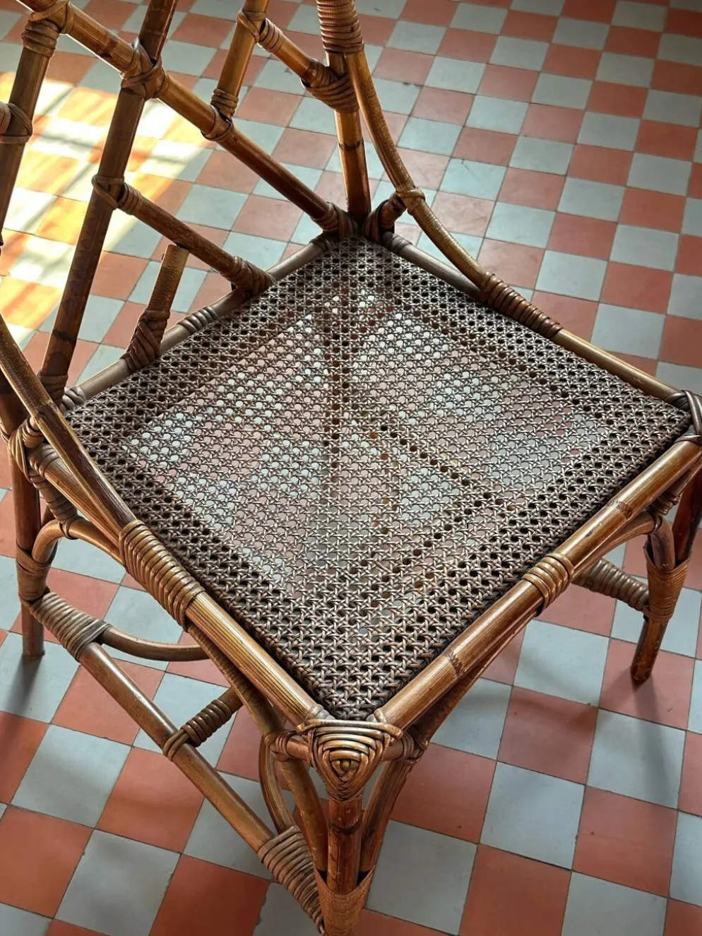Ensemble de salle à manger vintage en bambou style Chippendale, Italie, ann