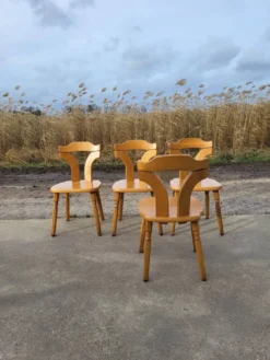 Ensemble de salle à manger vintage - chêne blond des années 1970 - table extensible et 4 chaises