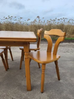 Ensemble de salle à manger vintage - chêne blond des années 1970 - table extensible et 4 chaises