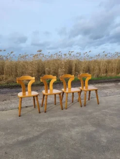 Ensemble de salle à manger vintage - chêne blond des années 1970 - table extensible et 4 chaises