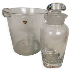 Ensemble de seau à glace et shaker Orrefors Nils Landberg, Suède, années 1950