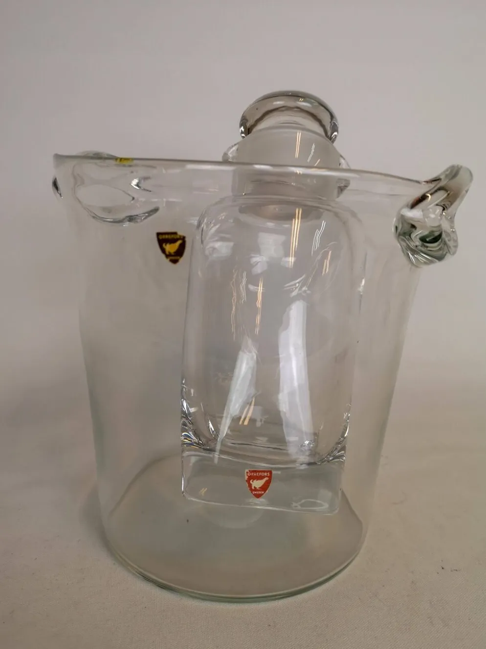 Ensemble de seau à glace et shaker Orrefors Nils Landberg, Suède, années 1950