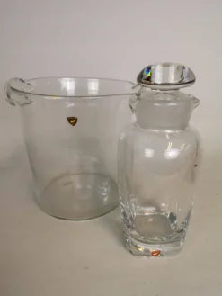 Ensemble de seau à glace et shaker Orrefors Nils Landberg, Suède, années 1950