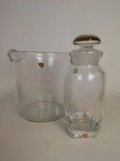Ensemble de seau à glace et shaker Orrefors Nils Landberg, Suède, années 1950