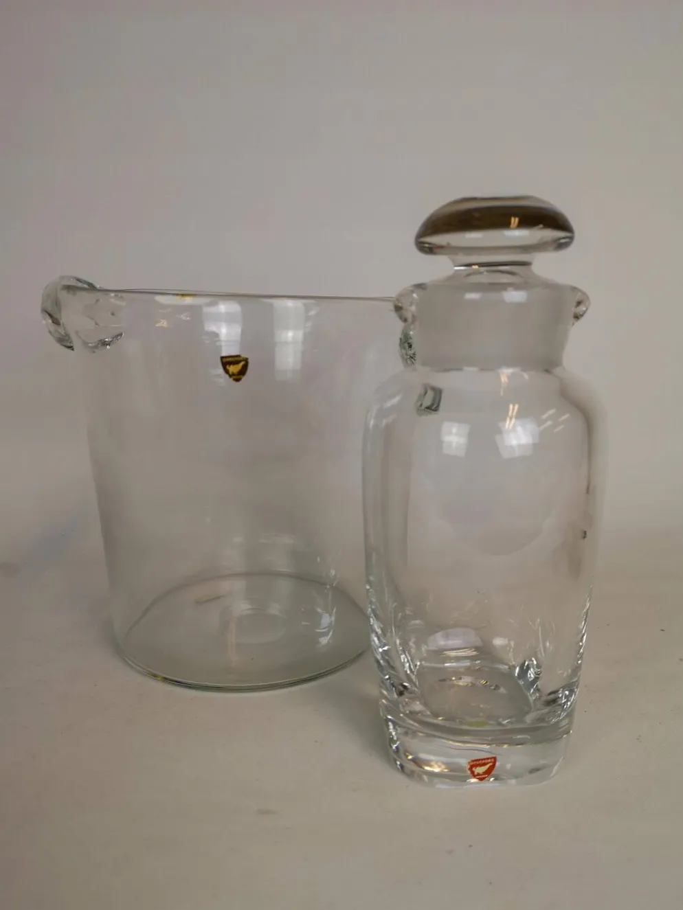 Ensemble de seau à glace et shaker Orrefors Nils Landberg, Suède, années 1950