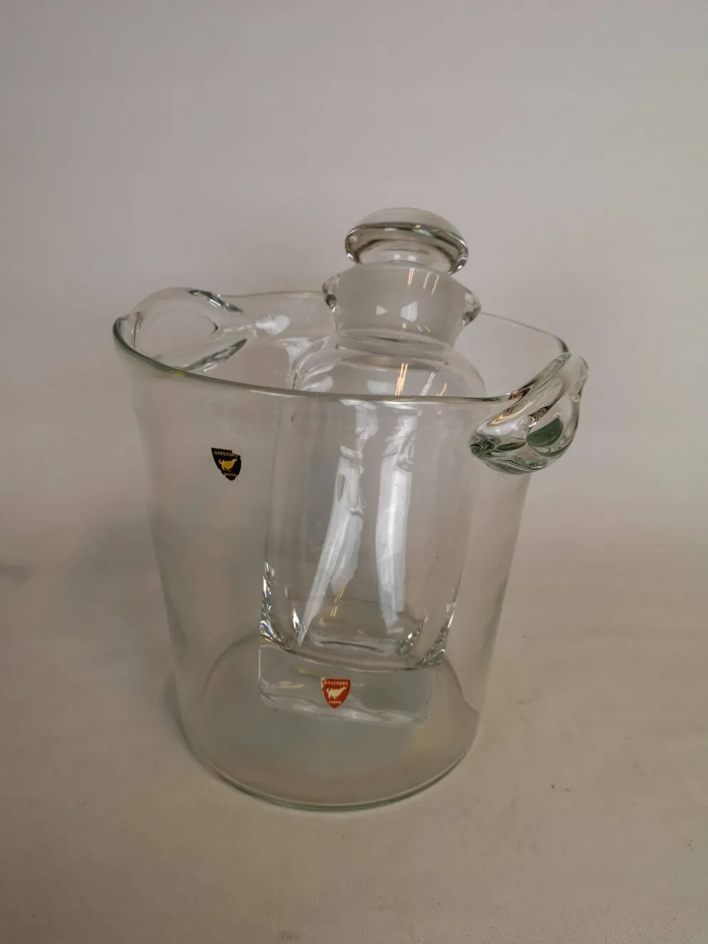 Ensemble de seau à glace et shaker Orrefors Nils Landberg, Suède, années 1950