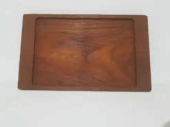 Ensemble de service, bois de teck brun, verre transparent, Danemark, années 70.