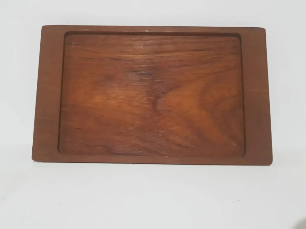 Ensemble de service, bois de teck brun, verre transparent, Danemark, années 70.