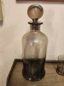 Ensemble de service de table carafe bouteille et 5 gobelets en verre f