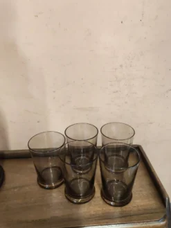 Ensemble de service de table carafe bouteille et 5 gobelets en verre f