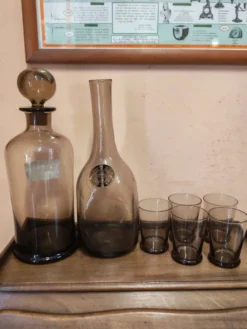 Ensemble de service de table carafe bouteille et 5 gobelets en verre f