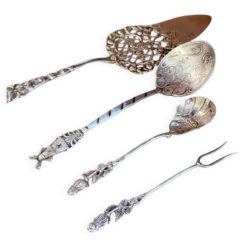 Ensemble de service pour hors d'œuvre et dessert en argent sterling suédois antique, 1949