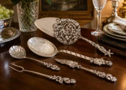 Ensemble de service pour hors d'œuvre et dessert en argent sterling suédois antique, 1949