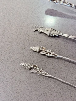 Ensemble de service pour hors d'œuvre et dessert en argent sterling suédois antique, 1949