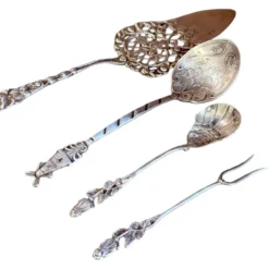 Ensemble de service pour hors d'œuvre et dessert en argent sterling suédois antique, 1949