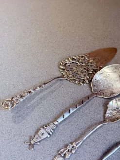 Ensemble de service pour hors d'œuvre et dessert en argent sterling suédois antique, 1949