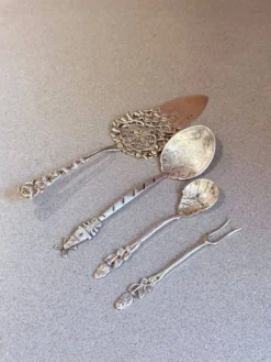 Ensemble de service pour hors d'œuvre et dessert en argent sterling suédois antique, 1949
