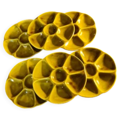 Ensemble de Six assiettes à huitres Gien