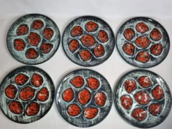 Ensemble de six assiettes, service à huitres, Pornic, 25 cm