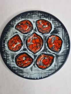 Ensemble de six assiettes, service à huitres, Pornic, 25 cm