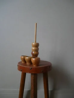 Ensemble de six coquetiers en bois d'olivier fabrication artisanale