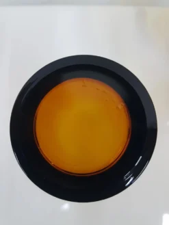 Ensemble de six gobelets en verre ambre, Duralex, France, années 1980.