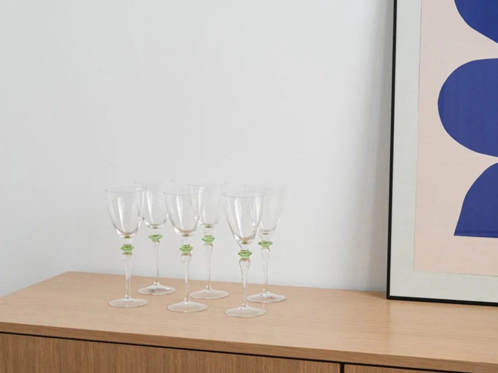 Ensemble de six verres, design italien, années 1970, fabriqué en Italie.